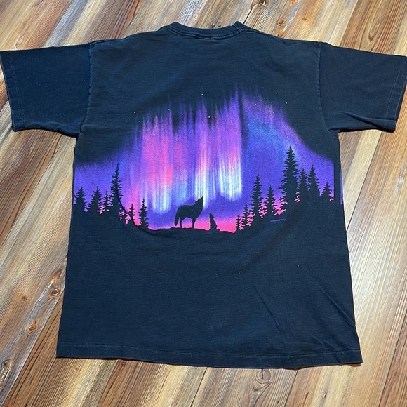 Vintage Habitat T-shirt Howling Wild Pink Purple Night Sky Large Shirt L 90s - Picture 9 of 11